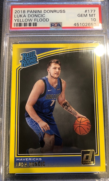 2018-19 Donruss Luka Doncic Yellow Flood PSA 10 POP 24