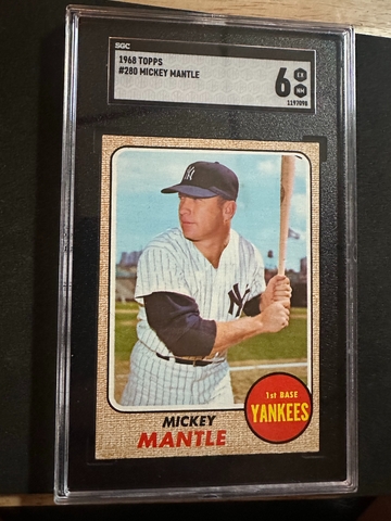 1968 TOPPS #280 MICKEY MANTLE PSA 6 (CENTERED)