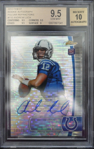 BGS 9.5 - 2012 FINEST ANDREW LUCK #110 RC ROOKIE (10/10) PULSAR REFRACTOR AUTO 10