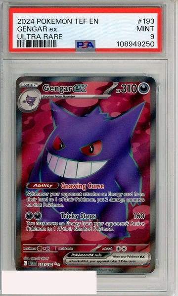 2024 POKEMON TEF EN-TEMPORAL FORCES GENGAR EX #193 ULTRA RARE PSA 9
