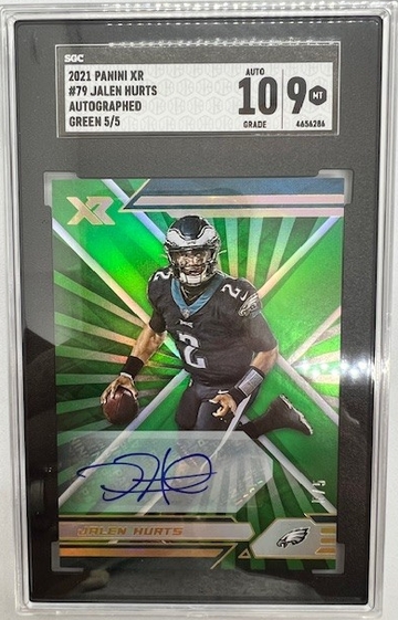 2021 Jalen Hurts Panini XR Auto Green #'d 5/5