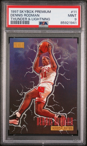 Dennis Rodman 1997 Skybox Premium Thunder & Lightning PSA 9