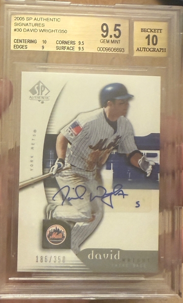 2005 SP Authentic David Wright Authentic Signatures /350 BGS 9.5 Auto 10