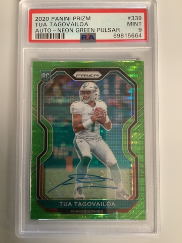 2020 Prizm Tua Tagovailoa RC Auto Neon Green Pulsar PSA 9 MIAMI DOLPHINS