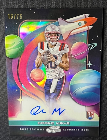 2024 TOPPS CHROME RC COSMIC REFRACTOR DRAKE MAYE FIRST FLIGHT ON CARD AUTO /75