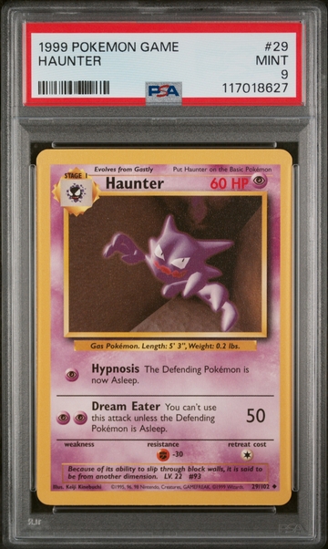 1999 Pokemon #29/102 Haunter PSA 9