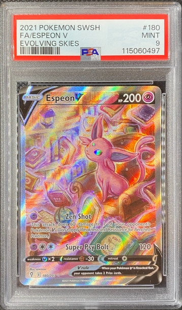 2021 Pokemon Evolving Skies - Espeon V Alternate Alt Full Art Holo 180/203 PSA 9