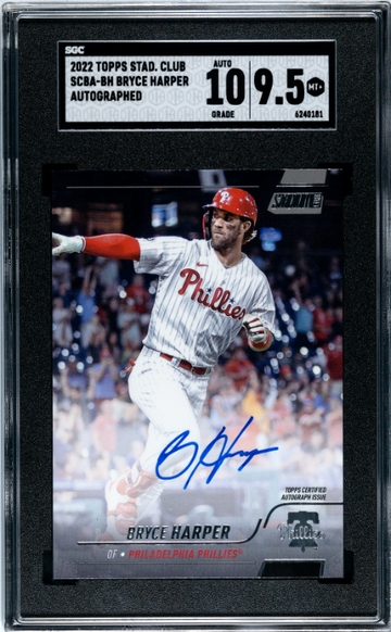 2022 Topps Stadium Club #SCBA-BH Bryce Harper Auto On Card Phillies SGC 9.5
