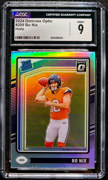2024 Donruss Optic Rated Rookie #209 Bo Nix Holo Prizm RC Rookie Mint CGC 9