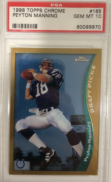 PEYTON MANNING TOPPS 1998 RC CHROME GEM MINT PSA 10