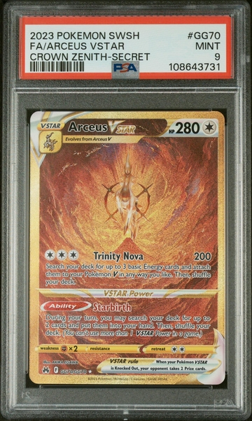 2023 Pokemon Sword and Shield Crown Zenith #GG70 Arceus Vstar Secret Rare PSA 9
