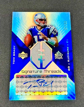 2004 Tom Brady UD Reflections Patch Jersey Auto Silver 27/99 Signature Threads Autograph Holo SP