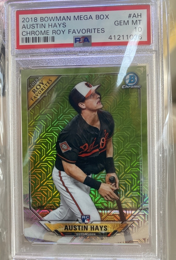 2018 Bowman Mega Box Chrome ROY Favorites Austin Hays PSA 10