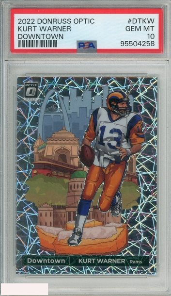 2022 PANINI DONRUSS OPTIC DOWNTOWN KURT WARNER #DTKW RAMS PSA 10 GEM MT