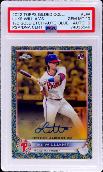 2022 Topps Gilded Gold Etch Auto Blue Luke Williams #LW RC /50 PSA 10 Auto 10