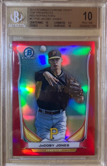 2014 bowman Jacoby Jones RED REFRACTOR ROOKIE 2/5 BGS 10 Pristine!! POP ONLY 1