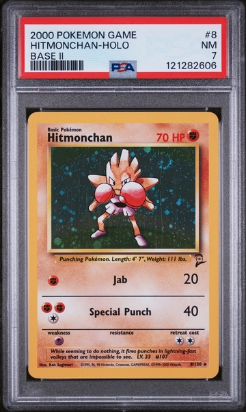 2000 Pokémon Base Set 2 Hitmonchan #8/130 Holo PSA 7