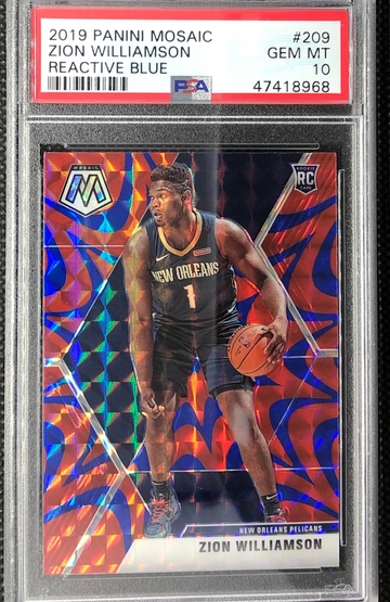 Zion Williamson 2019-20 Mosaic Blue Reactive PSA 10