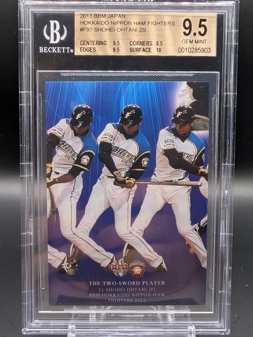 2013 BBM Hokkaido Nippon Ham Fighters Two Sword Player F97 Shohei Ohtani BGS 9.5 True Gem