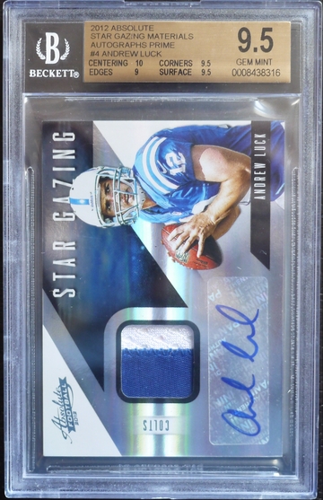 BGS 9.5 - 2012 ABSOLUTE ANDREW LUCK RC ROOKIE (10/25) STAR GAZING PRIME AUTO 10 w/10