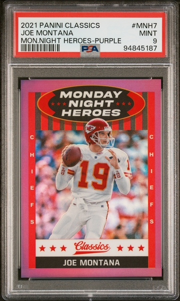 2021 Panini Classics Purple Joe Montana #MNH7 /25 PSA 9