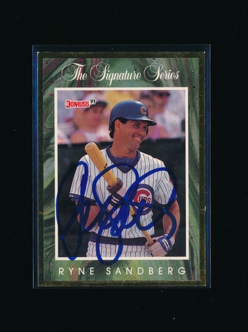 1991 Donruss Elite Series Ryne Sandberg AUTO /5000 *BOLD BLUE Signature