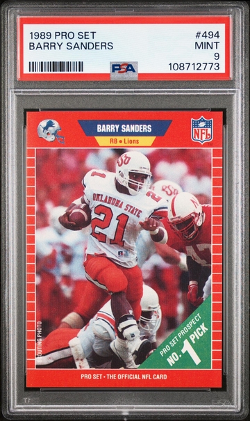 1989 Pro Set #494 Barry Sanders No. 1 Pick PSA 9