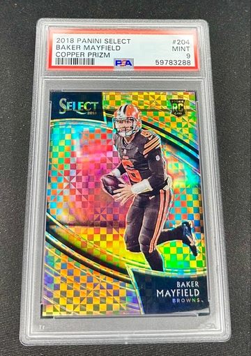 2018 Baker Mayfield Panini Select Copper Bronze Prizm Rookie Field Level /75 PSA 9 #204 RC SP