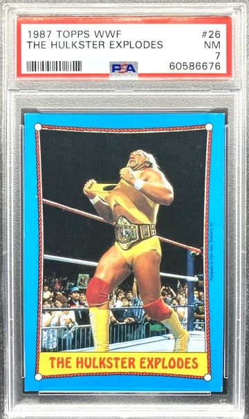 1987 Topps WWF Hulk Hogan #26 “The Hulkster Explodes” *PSA 7 NM* WWE HOF Legend