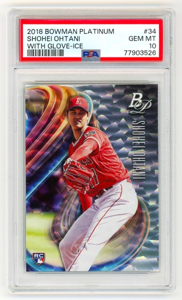 2018 Bowman Platinum With Glove Ice Shohei Ohtani Rookie PSA 10 Gem RC Card #34