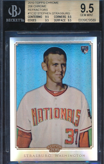 2010 Topps Chrome 206 Stephen Strasburg Refractor RC BGS 9.5 9589