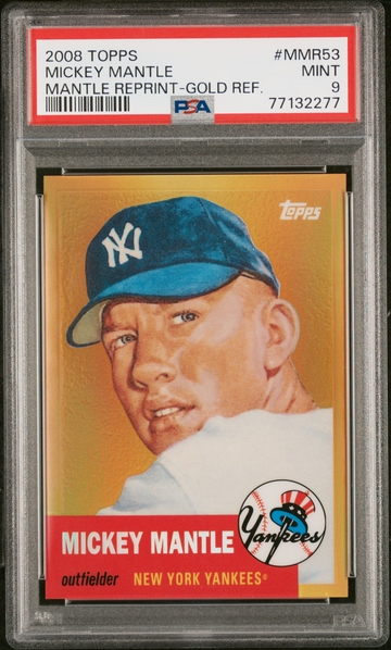 2008 Topps #MMR53 Mickey Mantle Reprint-Gold Ref. PSA 9
