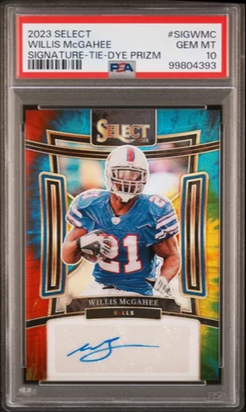 2023 Select Willis Mcgahee Signature Tie Dye Auto 13/25 - PSA 10