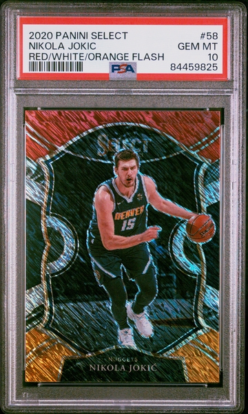 2020 Panini Select Red/White/Orange Flash Nikola Jokic #58 PSA 10