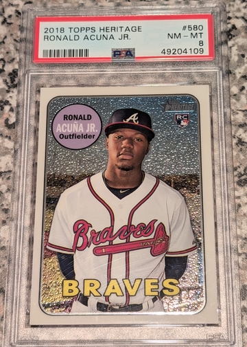 2018 Topps Heritage Chrome Ronald Acuna Jr. /999 #THC-580 RC Rookie PSA 8 Braves