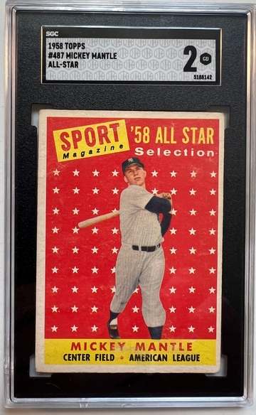 1958 Topps #487 Mickey Mantle All-Star SGC 2