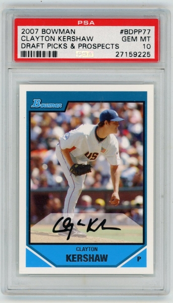 Clayton Kershaw 2007 Bowman Draft RC PSA 10 Gem Mint