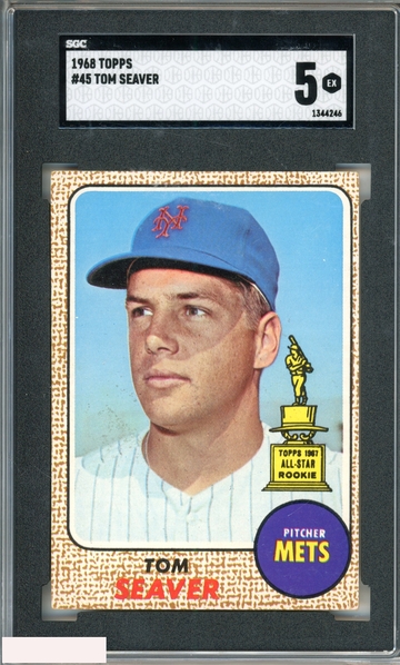 1968 TOPPS TOM SEAVER #45 NEW YORK METS HOF SGC 5 EX
