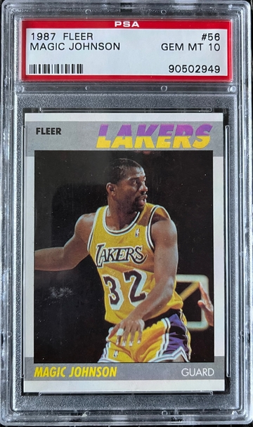 1987-88 Fleer Basketball #56 Magic Johnson HOF Lakers PSA 10 GEM MINT