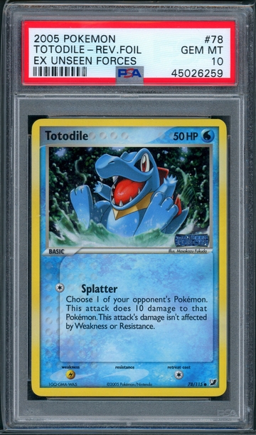 #78 TOTODILE-REVERSE FOIL | 2005 POKEMON EX UNSEEN FORCES PSA 10