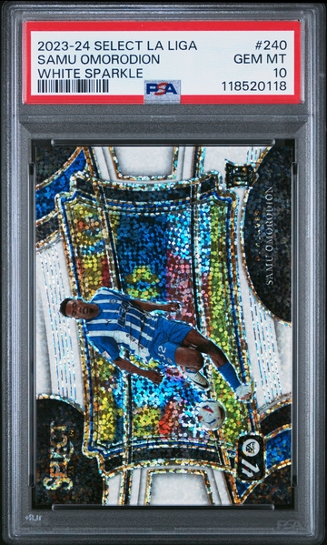 2023-24 PANINI SELECT LA LIGA SAMU AGHEHOWA WHITE SPARKLE SSP #240 RC PSA 10