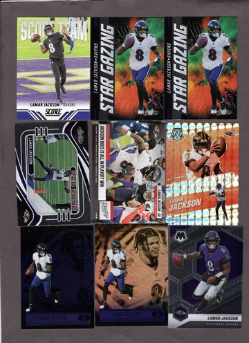 Lot of (21) Lamar Jackson Football Cards - Inserts, Nice Variety Ravens