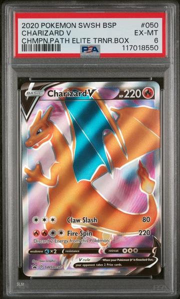 2020 Pokemon #SWSH050 Charizard V Champions Path Elite Trainer Box PSA 6