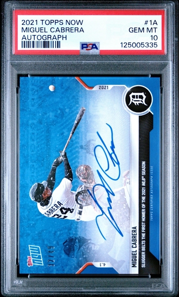 2021 Topps Now Miguel Cabrera Auto /49 PSA 10