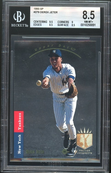 1993 SP #279 DEREK JETER ROOKIE BGS 8.5 (9.5, 9, 8.5, 8.5) .5 FROM 9 MINT