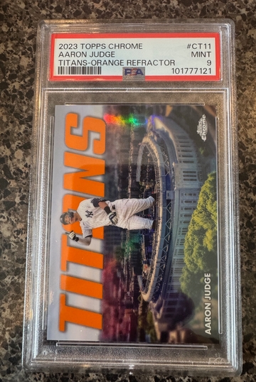 2023 Topps Chrome Titans Aaron Judge #CT11 Orange Refractor /25 Yankees PSA 9 