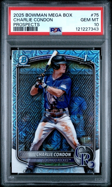 2025 Bowman Mega Box Chrome Prospects Charlie Condon #BCP-75 PSA 10 POP 13