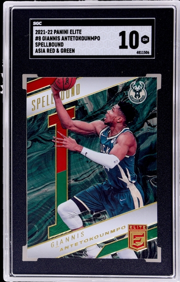 2021 Panini Elite Spellbound Red Green Giannis Antetokounmpo #8 SGC 10