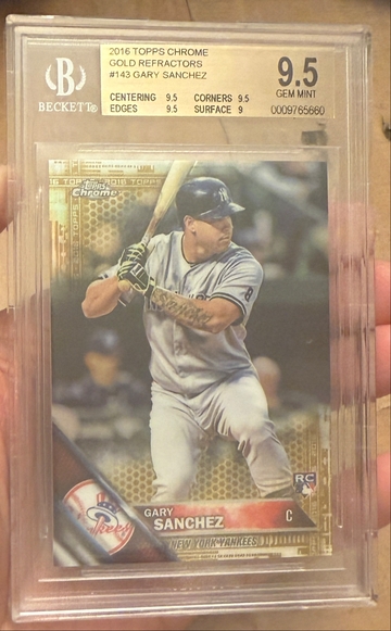 2016 Topps Chrome Gary Sanchez Rookie Gold Refractor /50 BGS 9.5