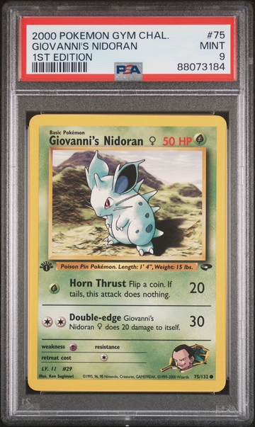 2000 Pokemon Gym Challenge #75/132 Giovanni's Nidoran 1st Edition PSA 9